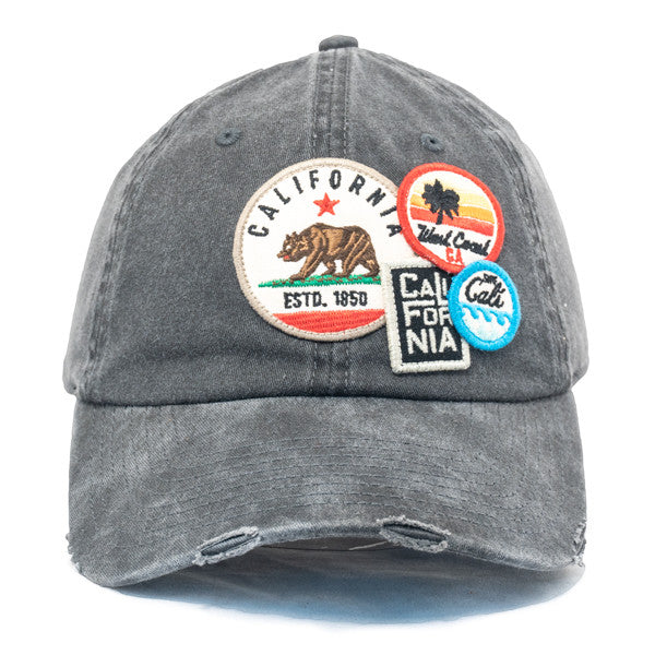 American Needle - Cali Bear Distressed Patch Cap in Black - Front