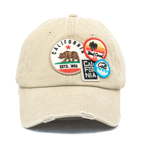 American Needle - Cali Bear Distressed Patch Cap in Stone - Front