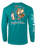 AQUA AND ORANGE MASCOT PUP, ADULT LS PUPPIE LOVE