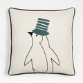 Arctic Friend Penguin 23"x23" Holiday Throw Pillow Cover by Joan Anderson