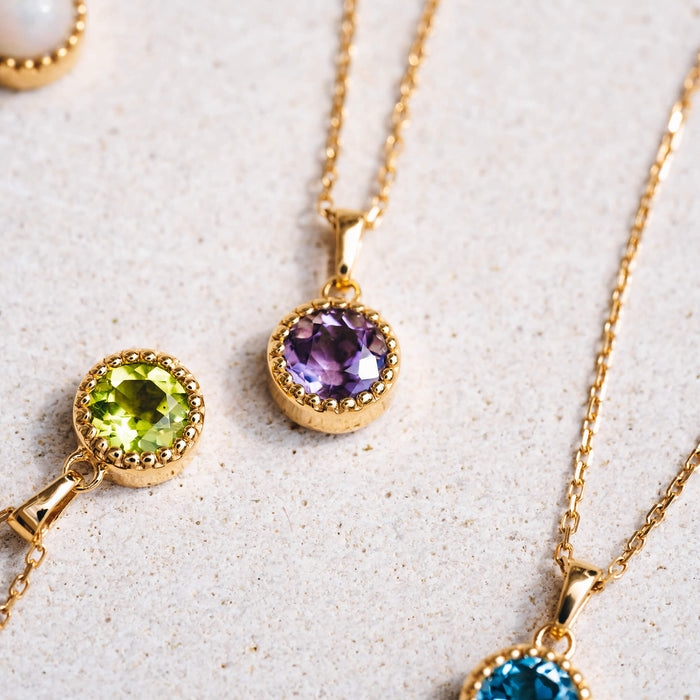 Gemstone pendant necklaces in gold