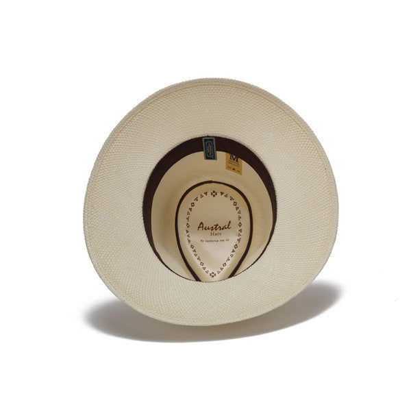 Austral Hats - White Panama Hat with Flat Bow and Grey Band - Bottom