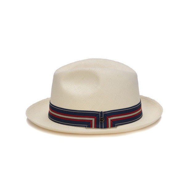 Austral Hats - White Panama Hat with Red, White and Blue Band - Side