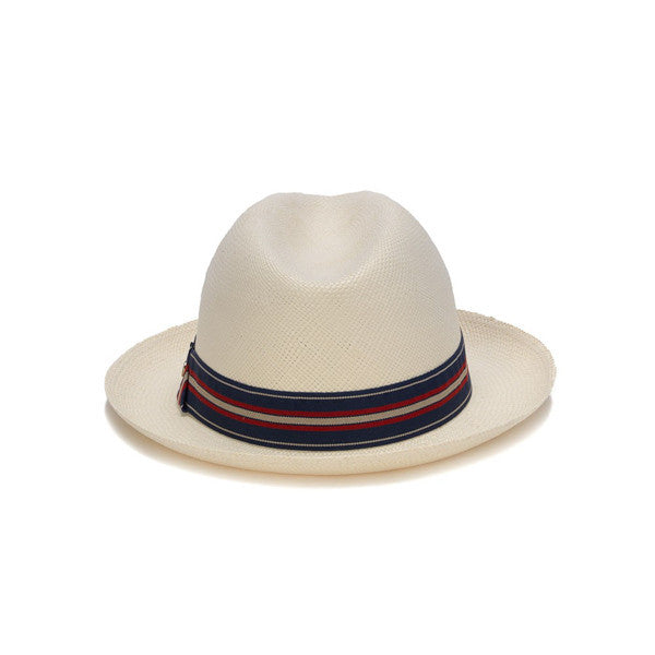 Austral Hats - White Panama Hat with Red, White and Blue Band - Back