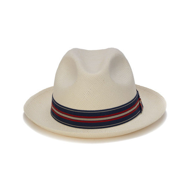 Austral Hats - White Panama Hat with Red, White and Blue Band - Front