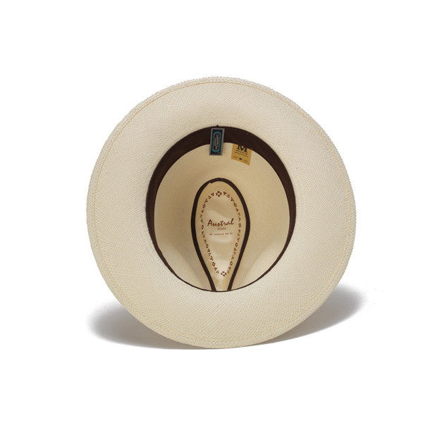 Austral Hats - White Panama Hat with Striped Black and Grey Band - Bottom