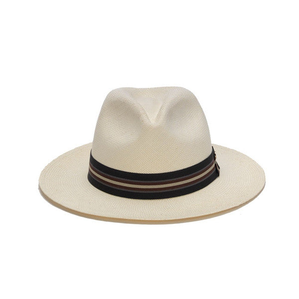 Austral Hats - White Panama Hat with Tri-Tone Stripe - Front