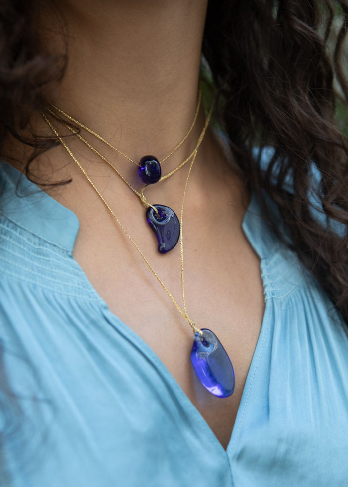 Azaz Blue Glass Bead on Cord
