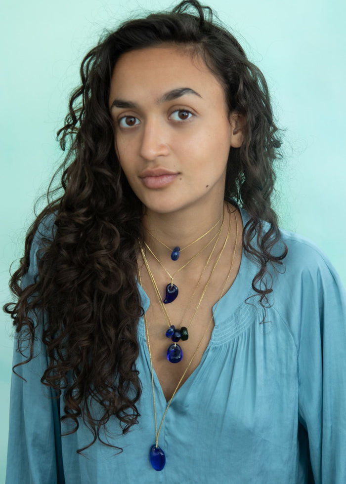Azaz Blue Glass Bead on Cord