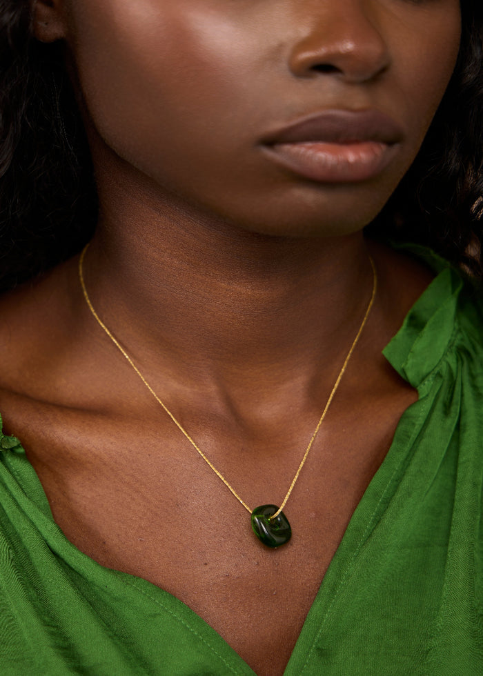 Azaz Green Glass Bead on Cord