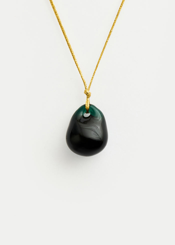 Azaz Large Teal Glass Bead on Cord