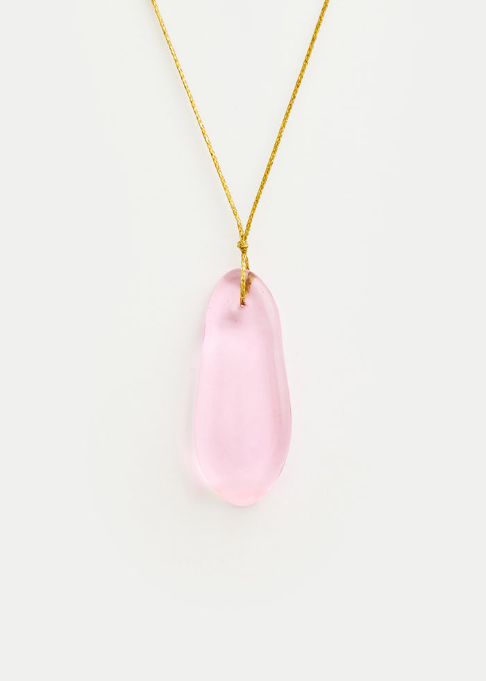 Azaz Pink Glass Long Bead on Cord