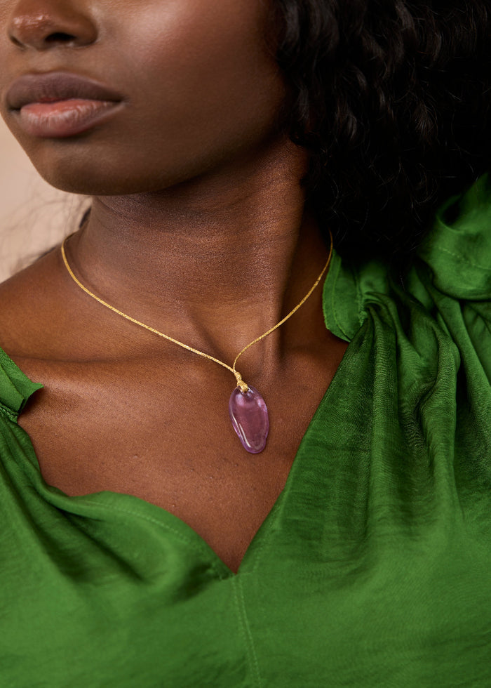 Azaz Purple Glass Bead on Cord
