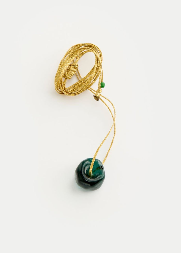 Azaz Teal Glass Bead on Cord