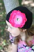 Baby Bezak - Black Cap With Pink Rose