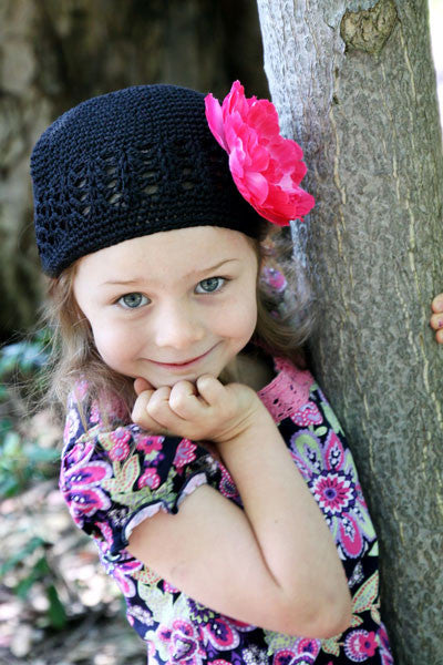 Baby Bezak - Black Cap With Pink Rose