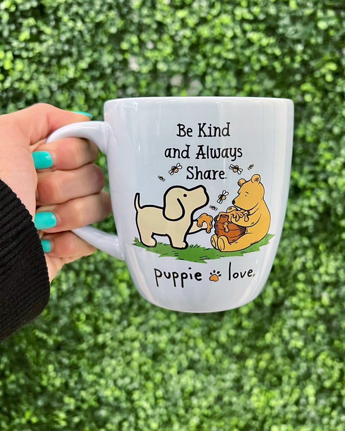BE KIND AND ALWAYS SHARE PUP MUG PUPPIE LOVE