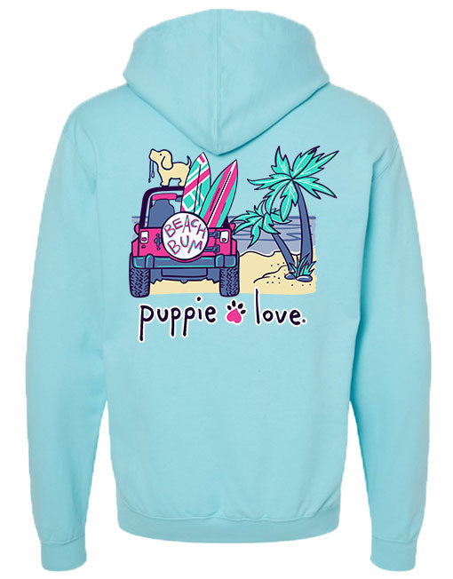 BEACH BUM PUP, ADULT HOODIE PUPPIE LOVE