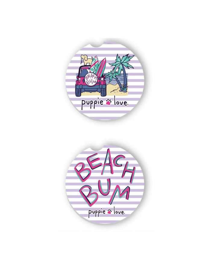 BEACH BUM PUP CAR COASTER PUPPIE LOVE