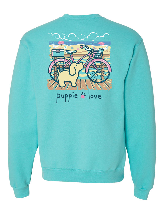 BEACH CRUISER PUP, ADULT SWEATSHIRT PUPPIE LOVE