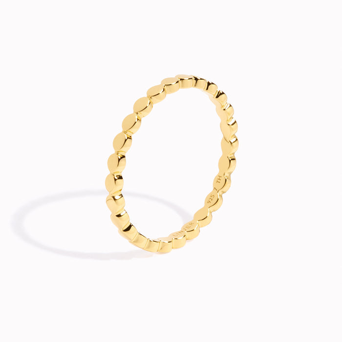 Beaded stacking ring made with gold vermeil