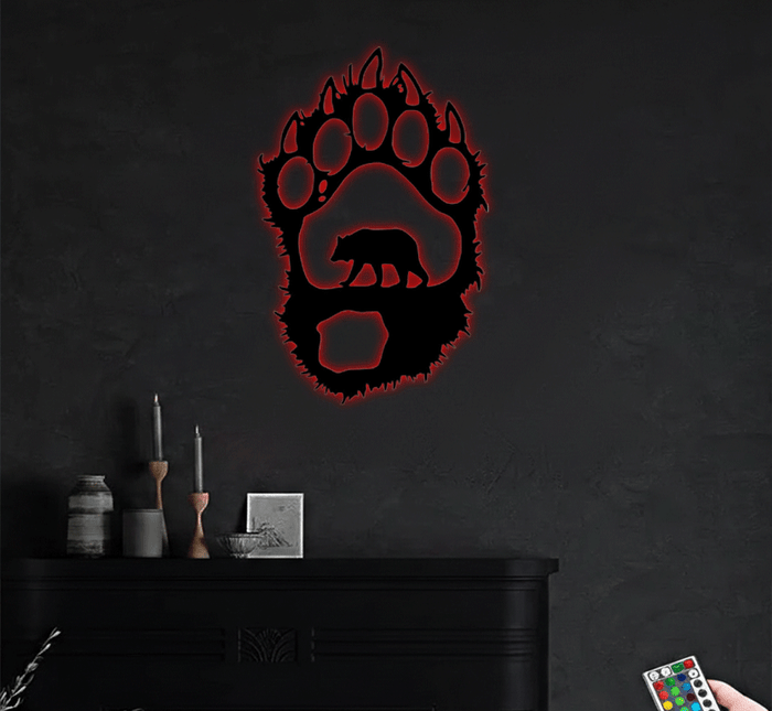 Bear Paw Metal Wall Art – Wildlife Rustic Cabin & Lodge Home Decor