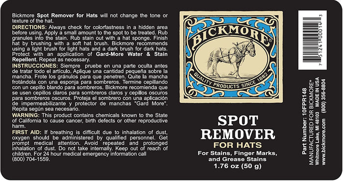 Bickmore Spot Remover For Hats Instructions