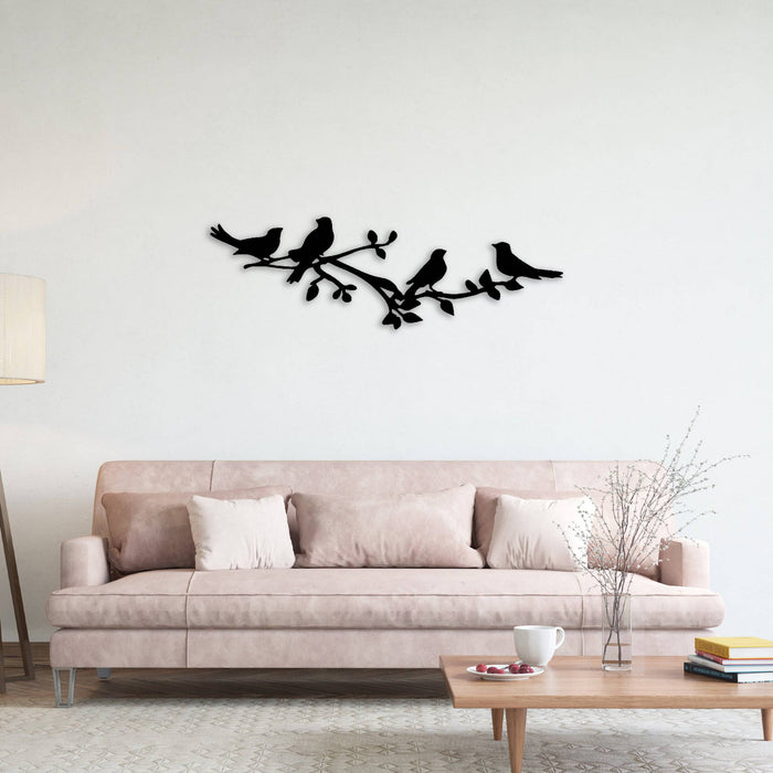 Birds On A Tree Branch - Metal Wall Art - MetalPlex