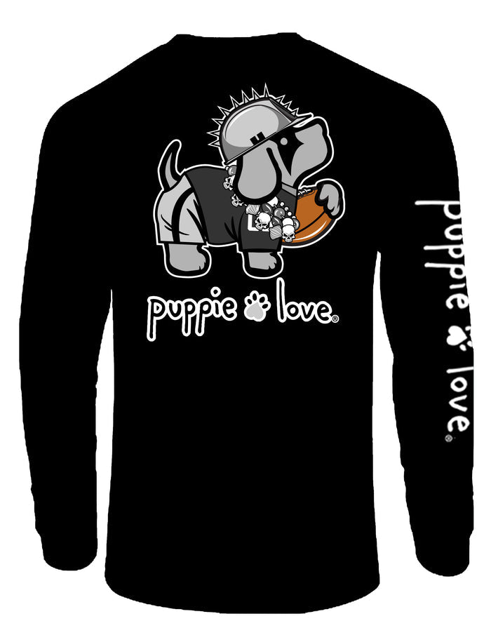 BLACK AND SILVER MASCOT PUP, ADULT LS PUPPIE LOVE