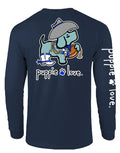 BLUE AND WHITE MASCOT PUP, ADULT LS PUPPIE LOVE