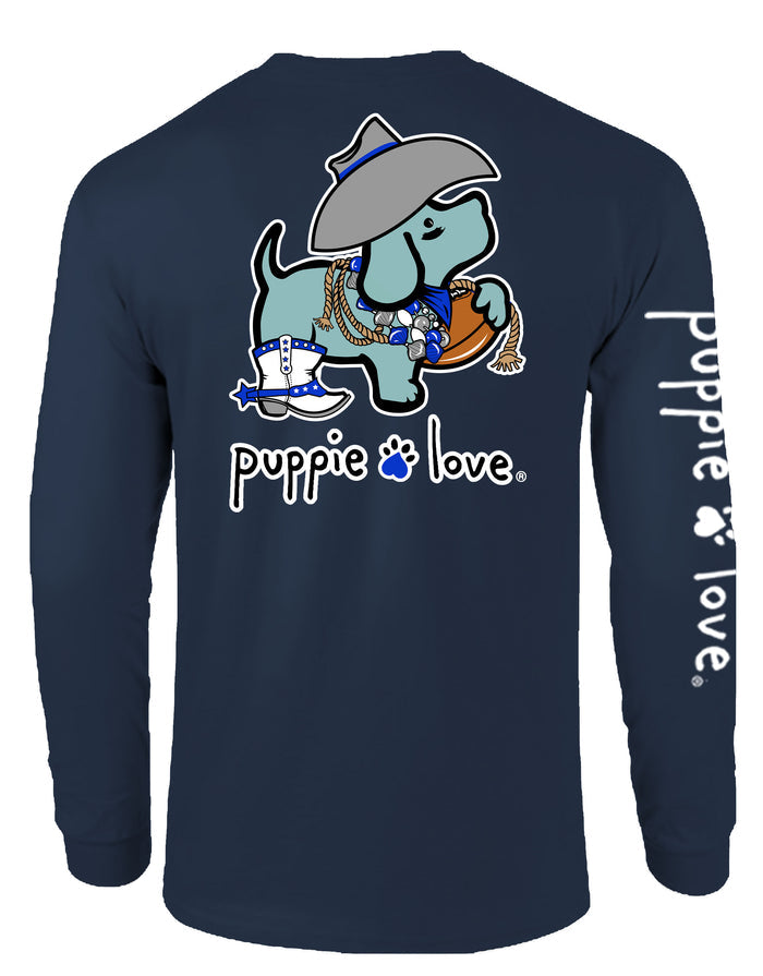 BLUE AND WHITE MASCOT PUP, ADULT LS PUPPIE LOVE
