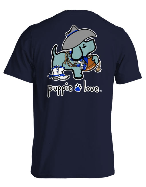 BLUE AND WHITE MASCOT PUP PUPPIE LOVE