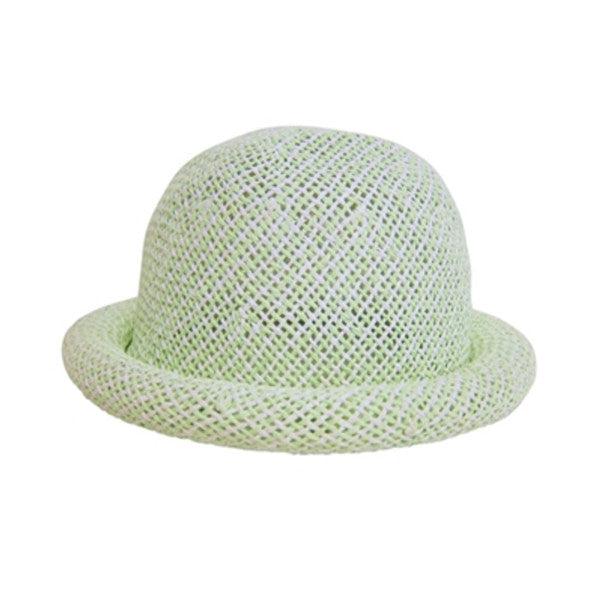 Boardwalk Style Kids Straw Roller Hat in Lime - Full View
