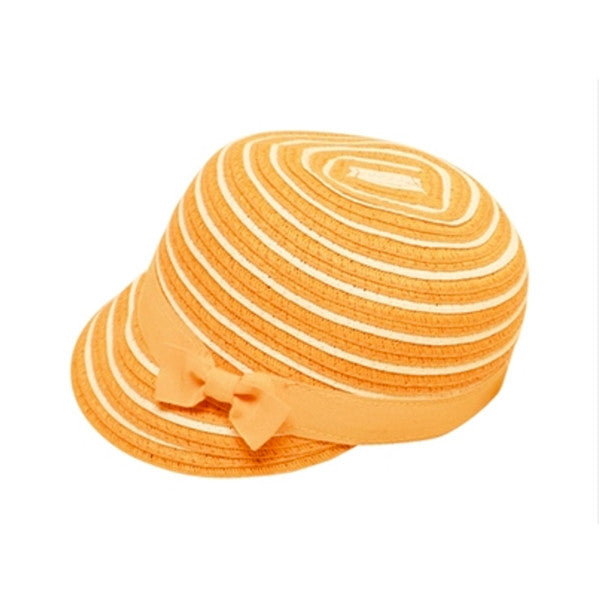 Boardwalk Style - Kids Striped Straw Cap in Orange - Full View