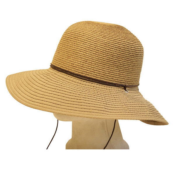 Boardwalk Style - Natural Straw and Ribbon Lampshade Hat With Cord