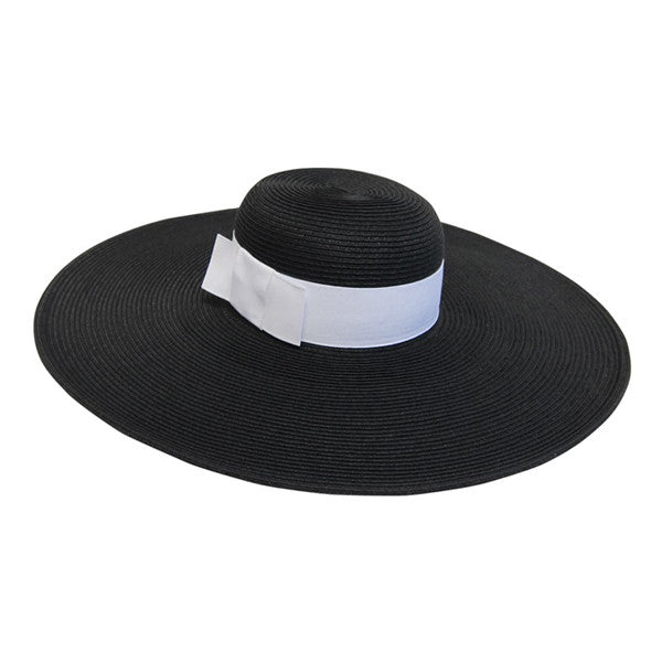 Boardwalk Style - Wide Brim Straw Hat With Black Band