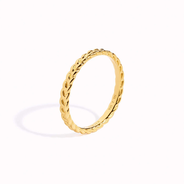 Braided texture ring in gold vermeil