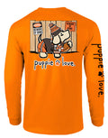 BROWN AND ORANGE MASCOT PUP, ADULT LS PUPPIE LOVE