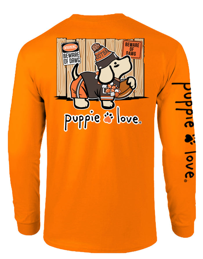 BROWN AND ORANGE MASCOT PUP, ADULT LS PUPPIE LOVE