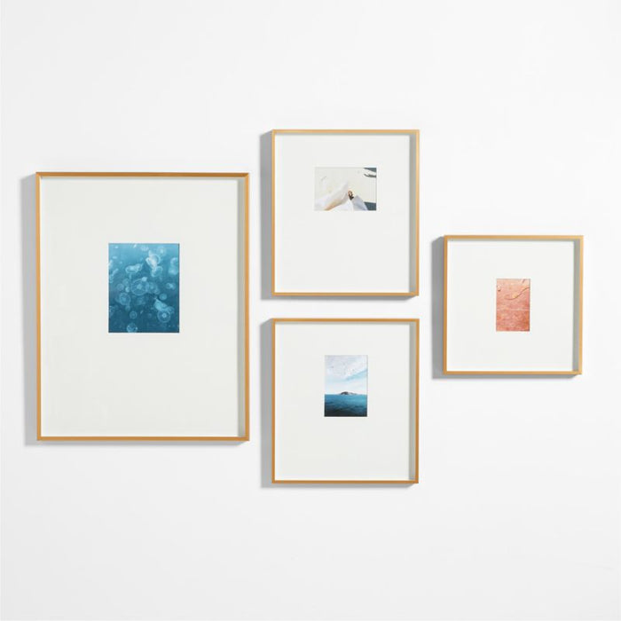 Brushed Brass Metal Picture Frame with White Mat 8x10