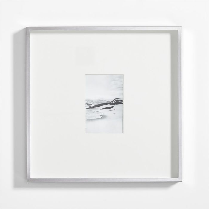 Brushed Silver Metal Picture Frame with Vertical White Mat 4x6