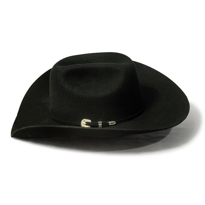 Bullhide Hats by Montecarlo - 4X "Kingman" Wool Felt Black Cowboy Hat / Rhinestone Buckle (Side)