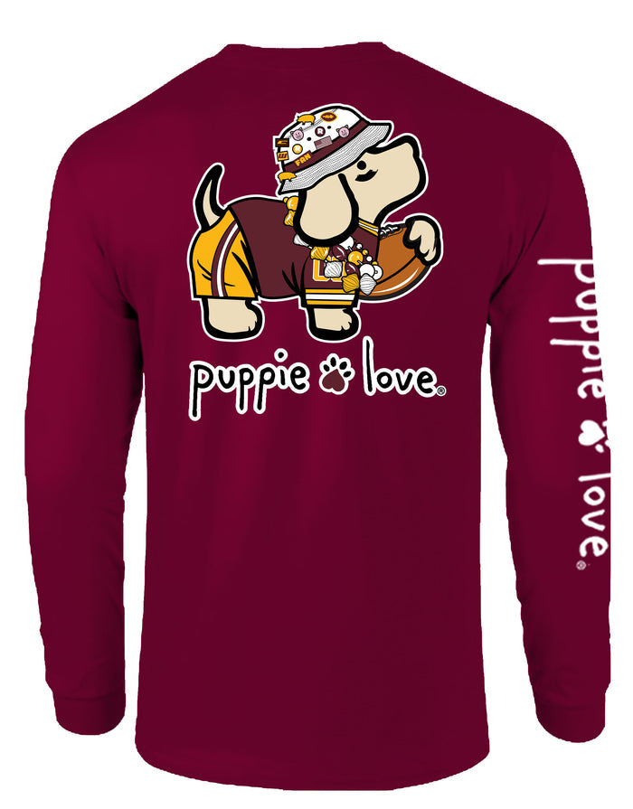 BURGUNDY AND GOLD MASCOT PUP, ADULT LS PUPPIE LOVE