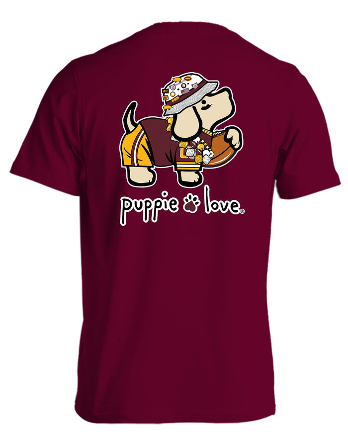 BURGUNDY AND GOLD MASCOT PUP PUPPIE LOVE