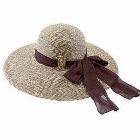 California Hat Company - Big Brim Floppy Hat with Scarf  Brown/Black