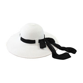 California Hat Company - Big Brim Floppy Hat with Scarf  White/Black