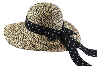 California Hat Company - Ladies Raffia Hat With Scarf Natural/Black