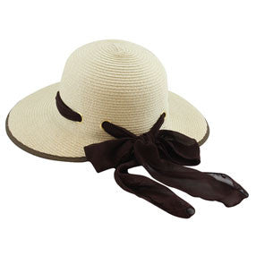 California Hat Company - Ladies Scoop Hat With Ribbon Beige