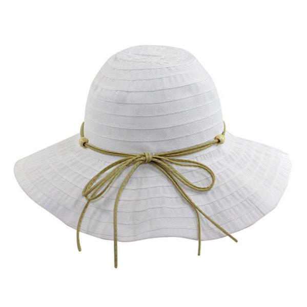 California Hat Company - White Short Brim Ribbon Hat