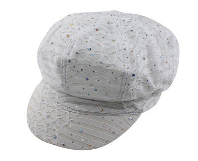 California Hat Company - Sparkle Newsboy Cap White